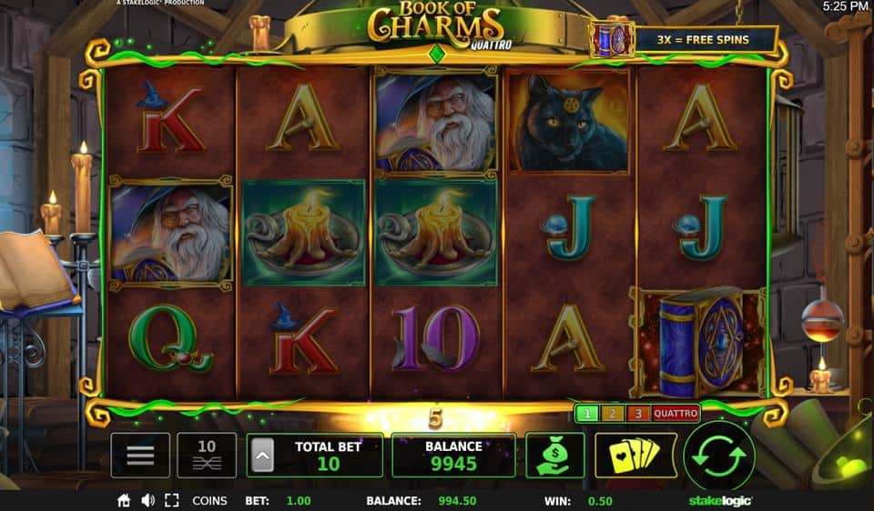 Book of Charms Quattro Slot Game Free Play at Casino Ireland 01