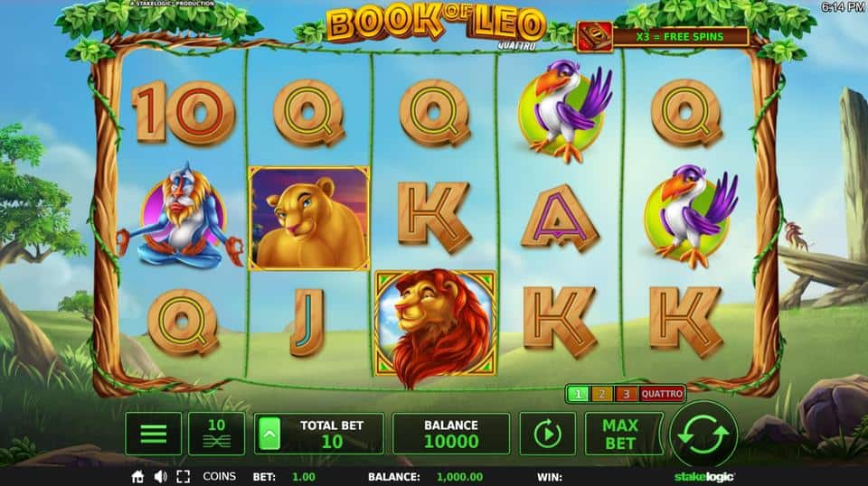 Book of Leo Quattro Slot Game Free Play at Casino Ireland 01