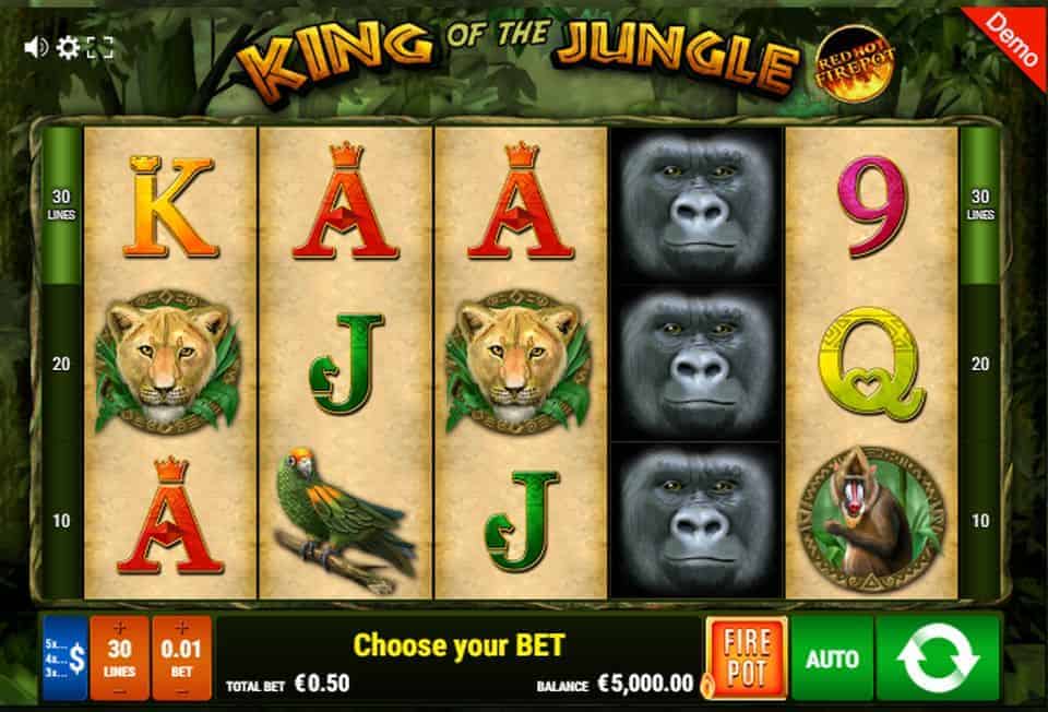 King of the Jungle RHFP Slot Game Free Play at Casino Ireland 01