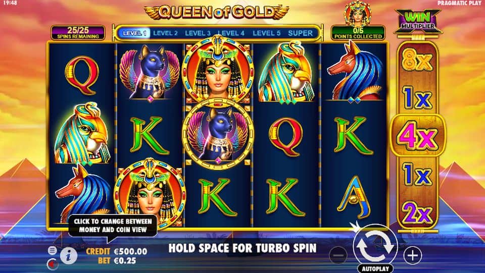 Queen of Gold Slot Game Free Play at Casino Ireland 01