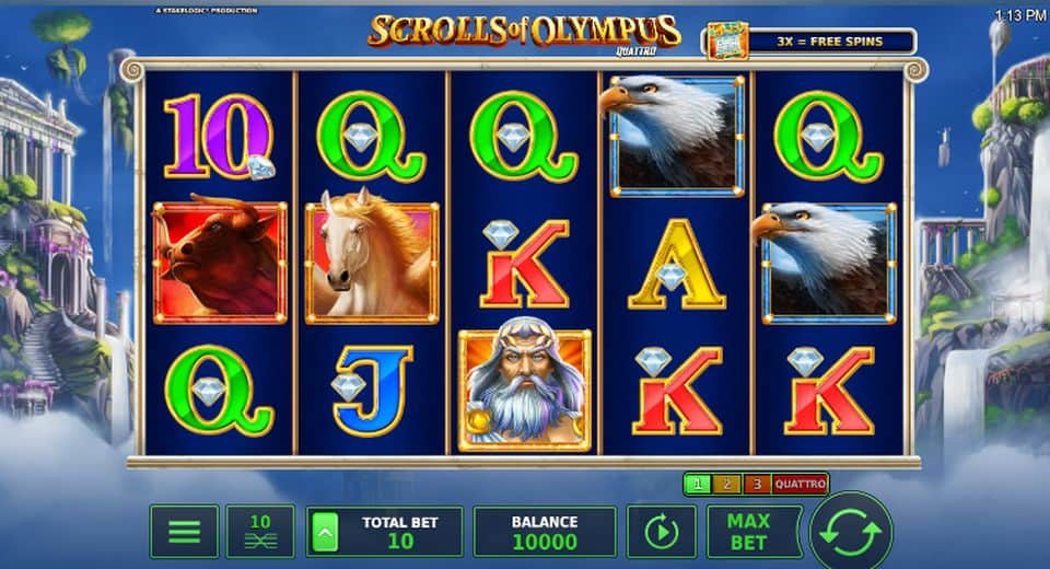 Scrolls of Olympus Quattro Slot Game Free Play at Casino Ireland 01