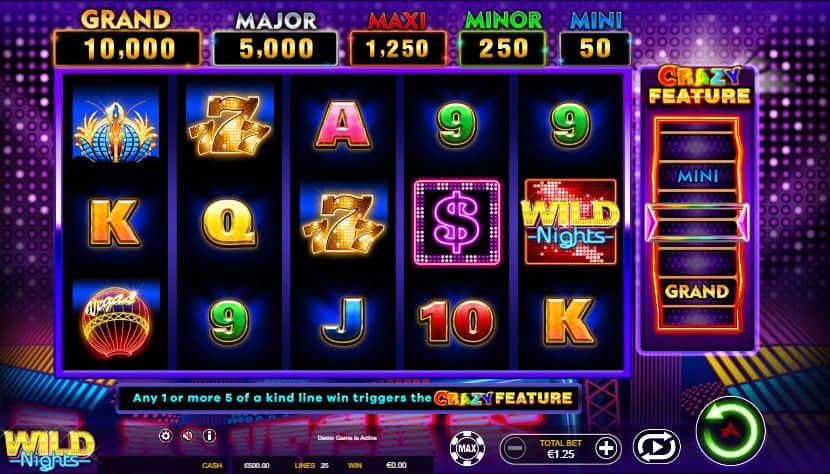 Wild Nights Crazy Feature Slot Game Free Play at Casino Ireland 01