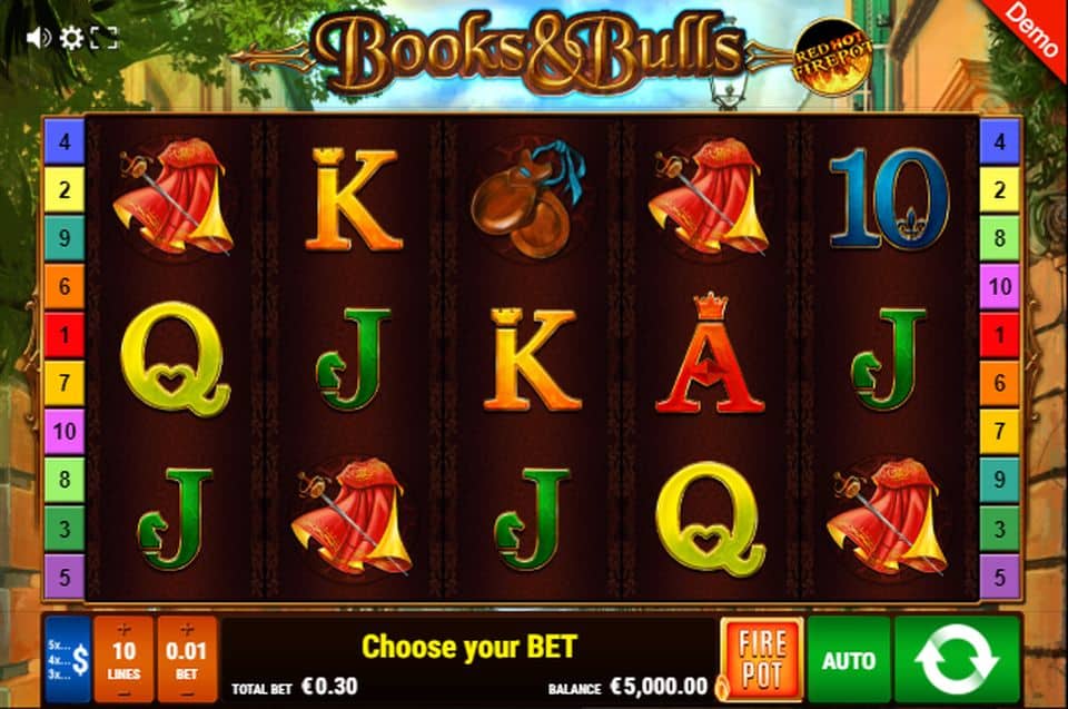 Books and Bulls RHFP Slot Game Free Play at Casino Ireland 01