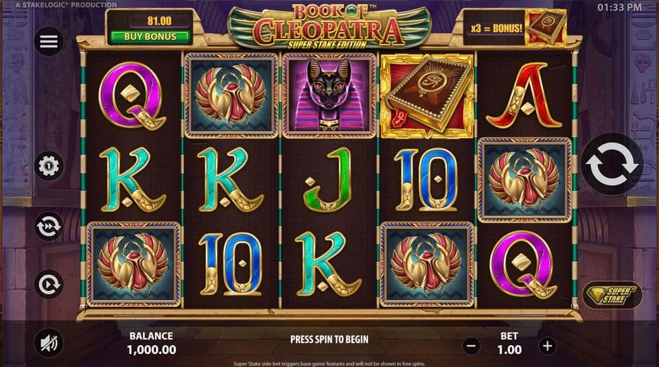 Book of Cleopatra Superstake Edition Slot Game Free Play at Casino Ireland 01