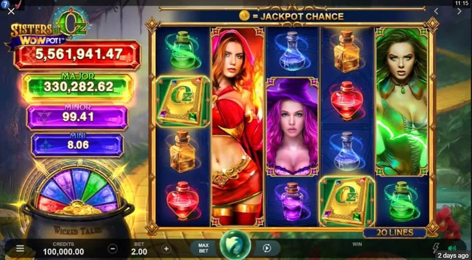 Sisters of Oz Wowpot Slot Game Free Play at Casino Ireland 01