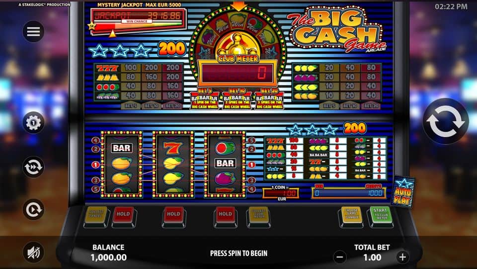 The Big Cash Game Arcade Slot Game Free Play at Casino Ireland 01