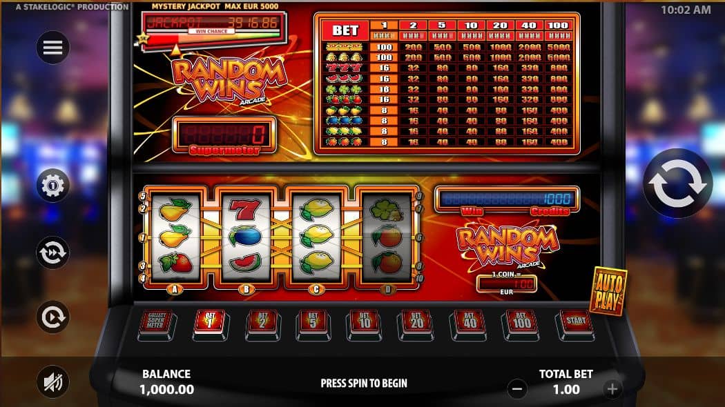 Random Wins Arcade Slot Game Free Play at Casino Ireland 01