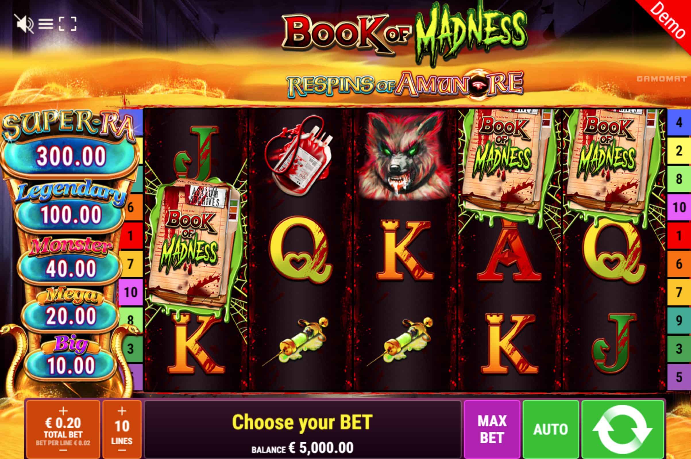 Book of Madness ROAR Slot Game Free Play at Casino Ireland 01
