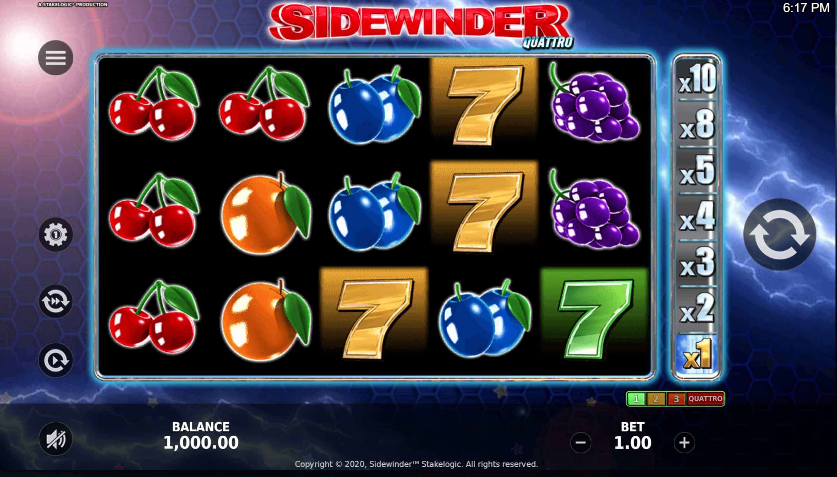 SideWinder Quattro Slot Game Free Play at Casino Ireland 01