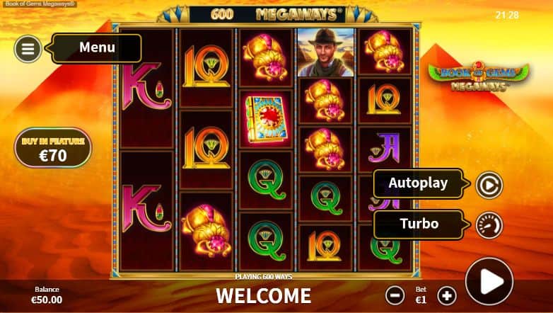 Book of Gems Megaways Slot Game Free Play at Casino Ireland 01