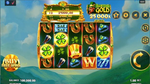 Emerald Gold Slot Game Free Play at Casino Ireland 01