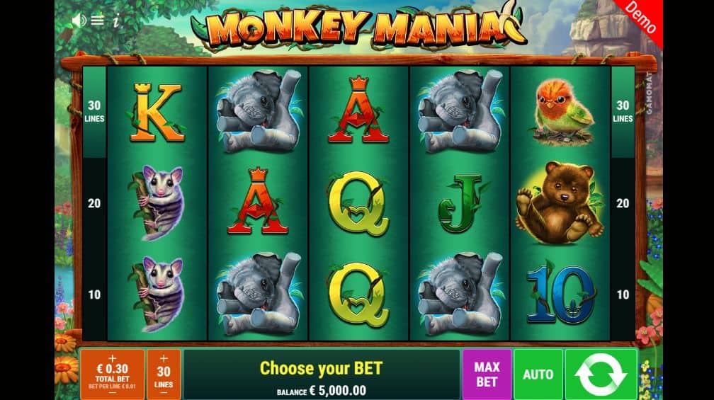 Monkey Mania Slot Game Free Play at Casino Ireland 01