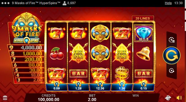 9 Masks of Fire HyperSpins Slot Game Free Play at Casino Ireland 01